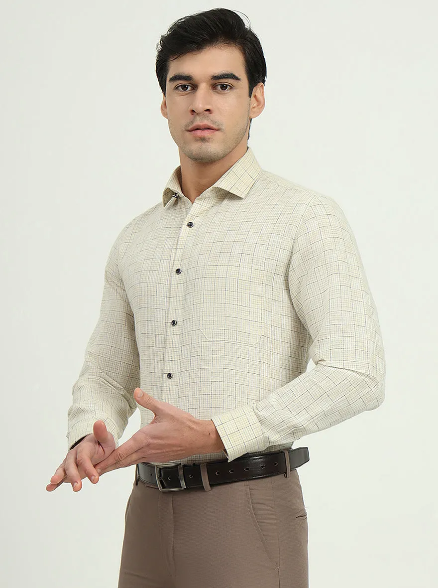 Yellow & Blue Checked Slim Fit Party Wear Shirt | Greenfibre