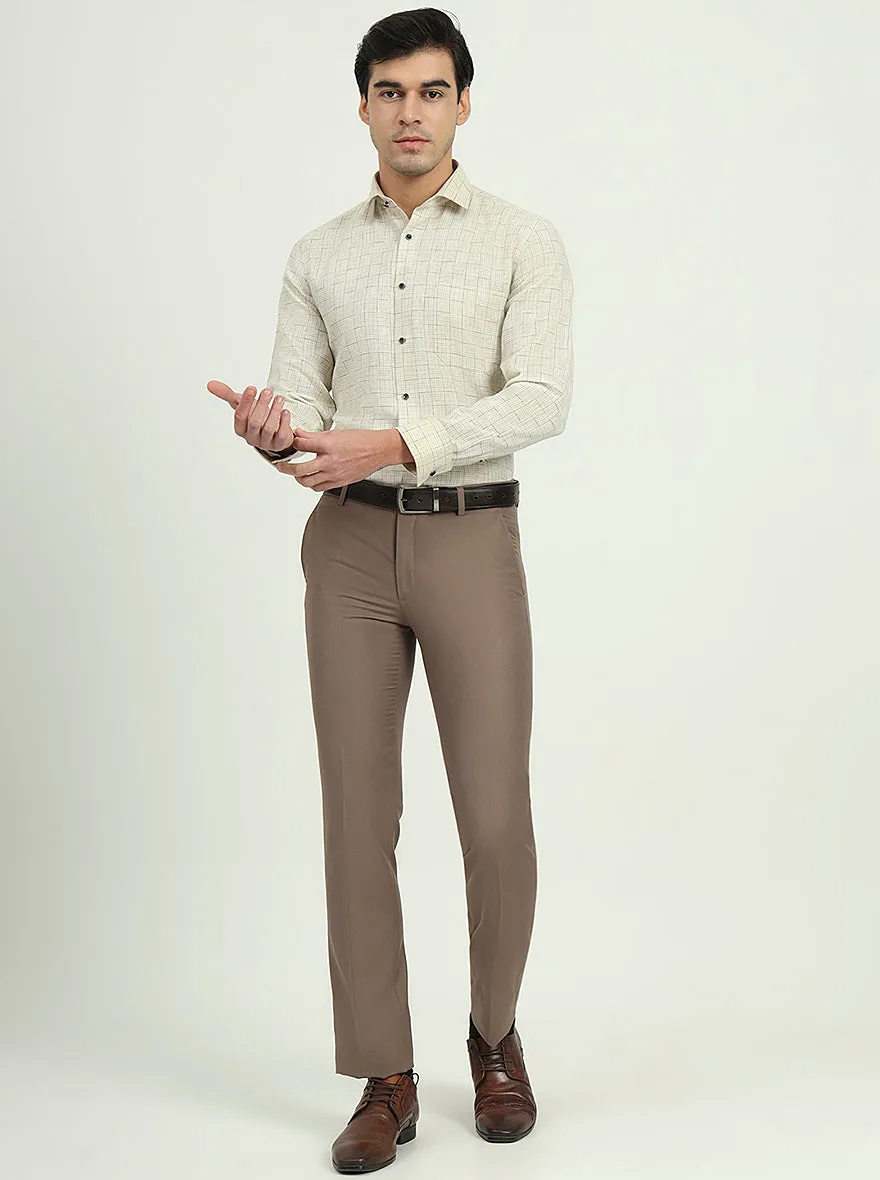 Yellow & Blue Checked Slim Fit Party Wear Shirt | Greenfibre
