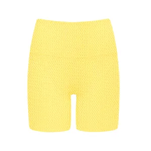 Yellow Crochet Midi Bike Short
