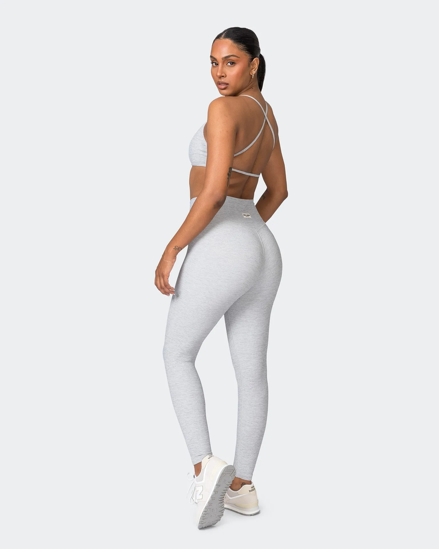 Zero Rise Rib Ankle Length Leggings - Quiet Grey Marl