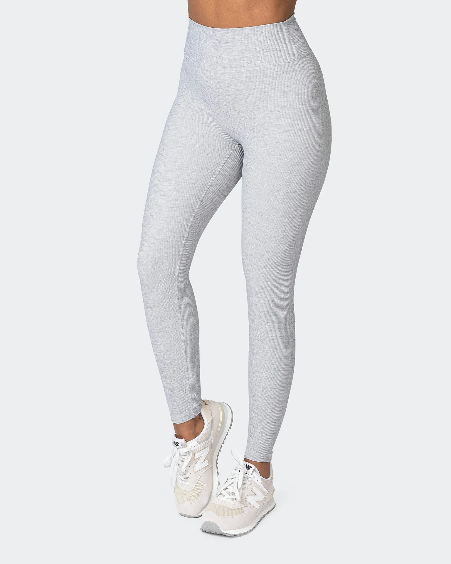 Zero Rise Rib Ankle Length Leggings - Quiet Grey Marl