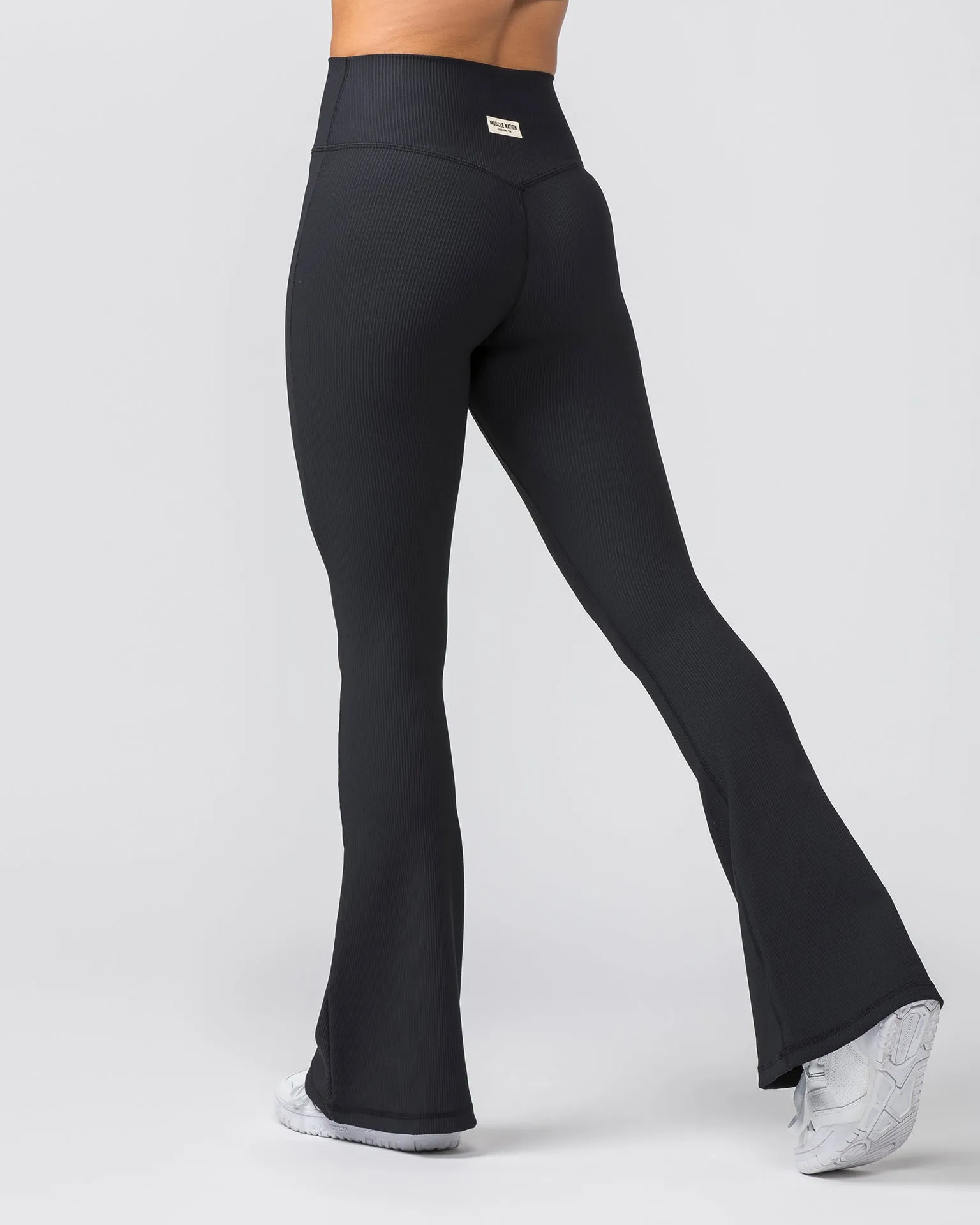 Zero Rise Rib Flare Leggings - Black