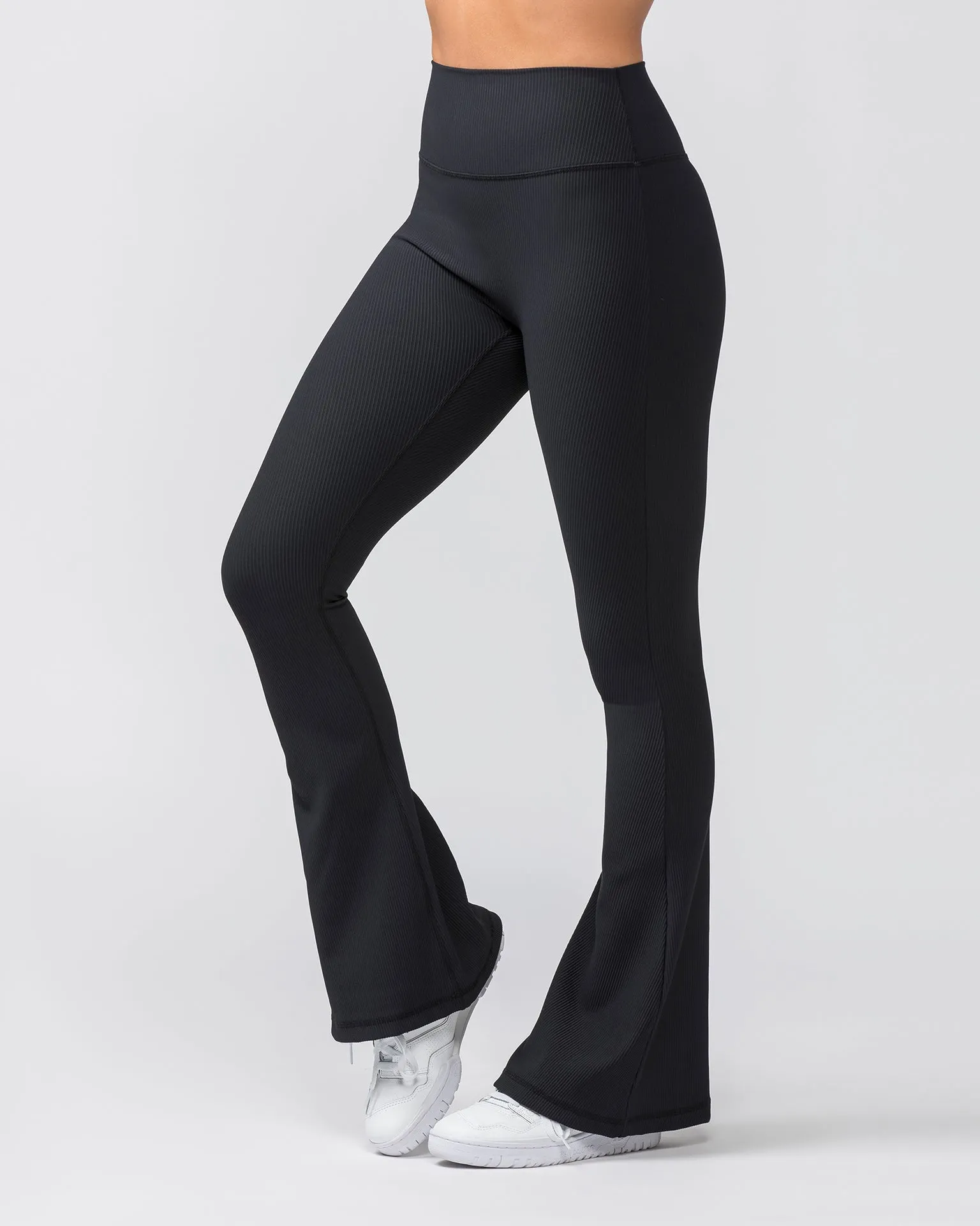 Zero Rise Rib Flare Leggings - Black