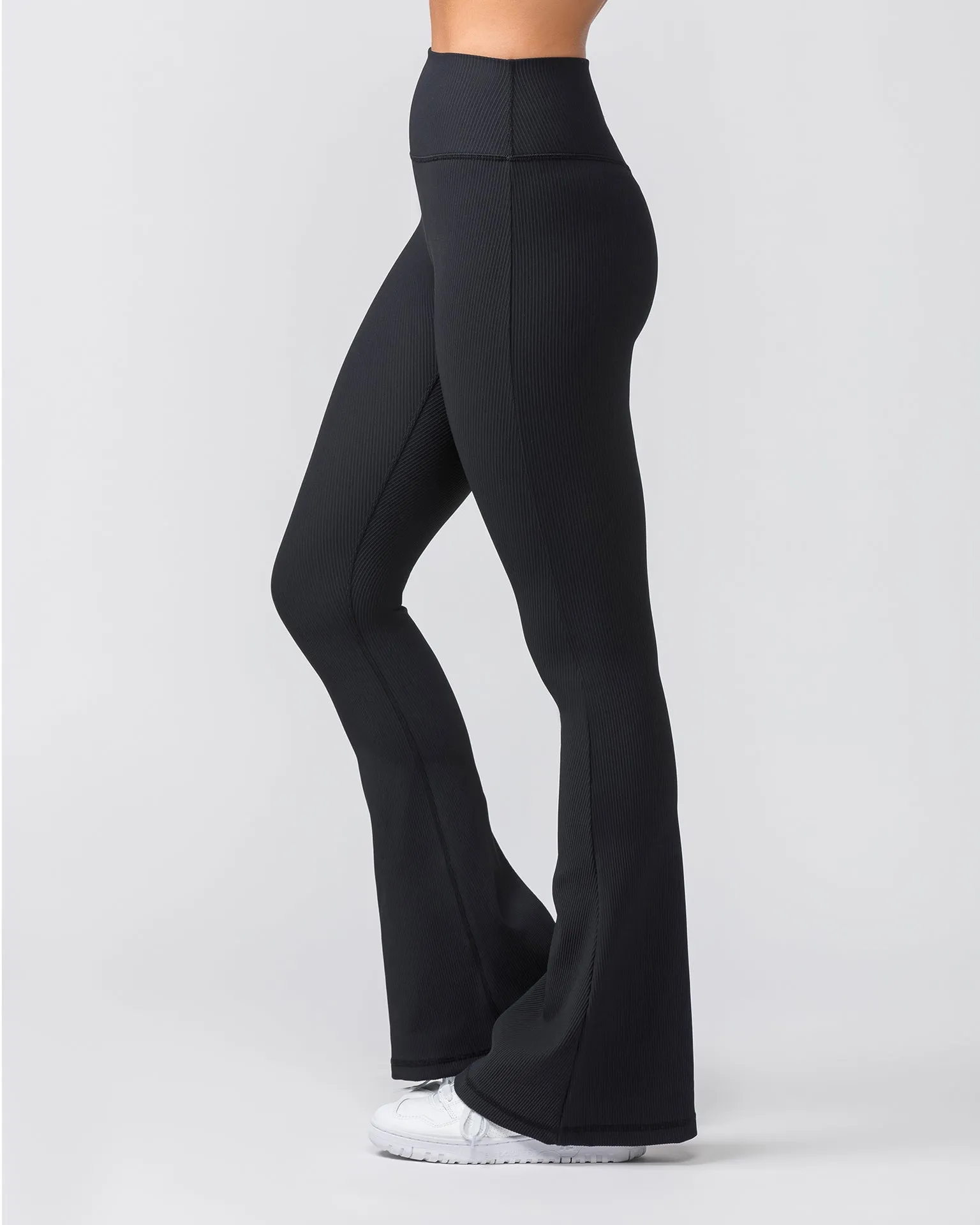 Zero Rise Rib Flare Leggings - Black