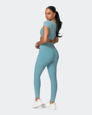 Zero Rise Vintage Rib Ankle Length Leggings - Washed Harbour
